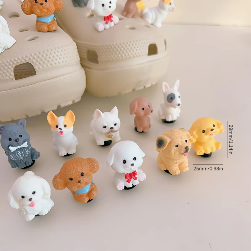 New JIBBITZ Cute Puppy Shoe Charms Set For Clogs Removable ABS DIY Shoe Decoration Interesting Shoe Buckle Perfect Gift image 2