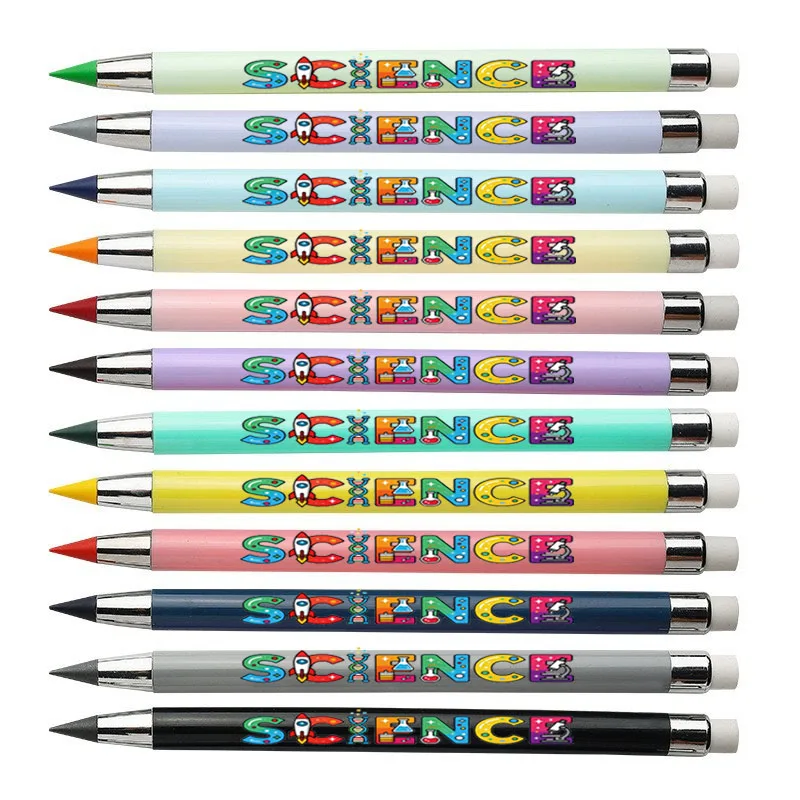 12 عبوة من قلم الرصاص الأبدي بنمط نصي للتجربة العلمية، لون معكرون ليس من السهل كسر قلم رصاص ملون للطلاب #1