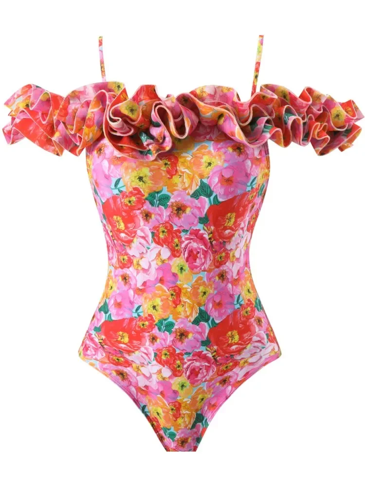 Bikini Retro estampado, traje de baño de una pieza a la moda y cubierta con falda ajustada, vendaje para mujer, playa de verano, elegante de lujo