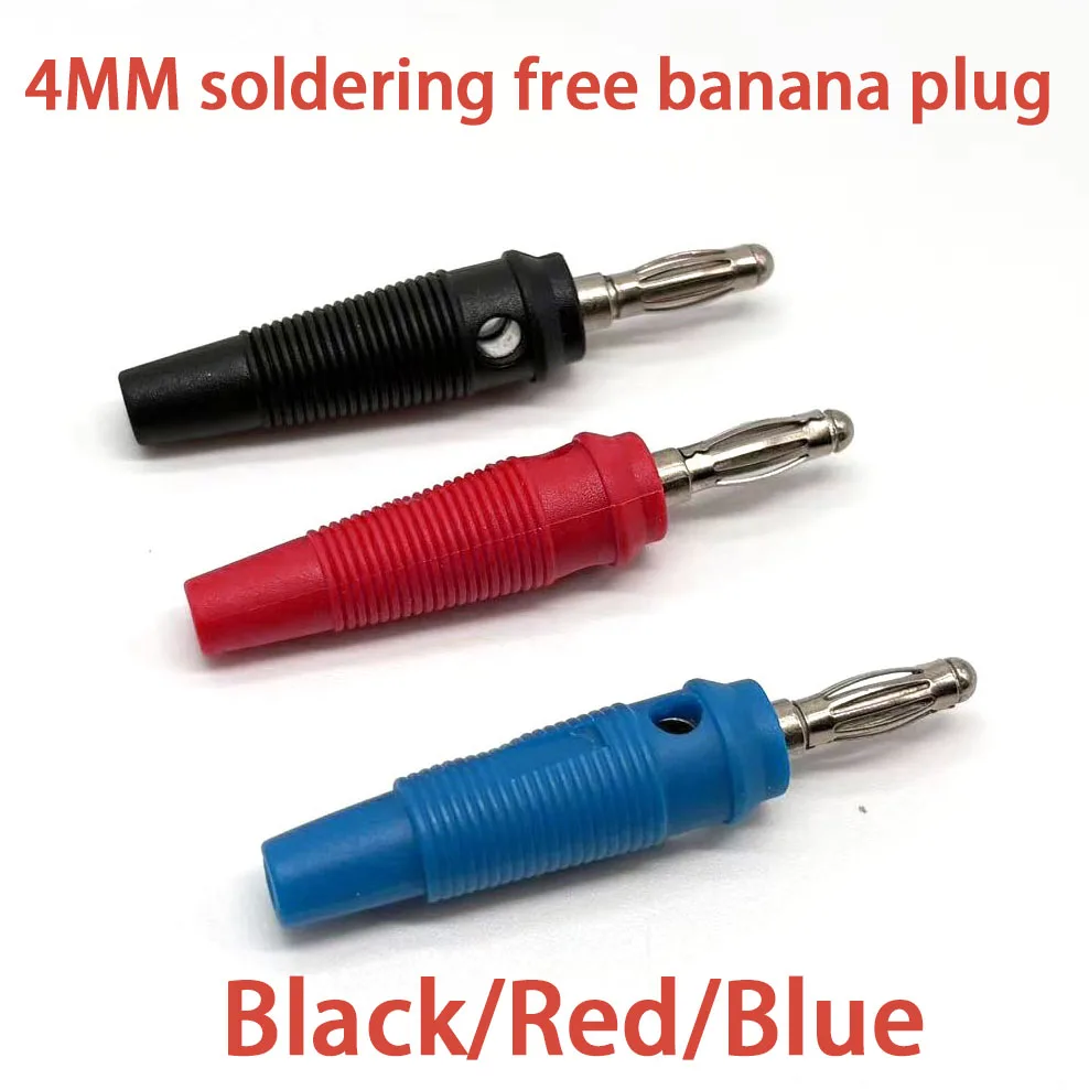 5-10Pcs Red Black Blue 4mm Solderless Side Stackable Banana Plug Plugs Connector Solderless Video Musical Speaker
