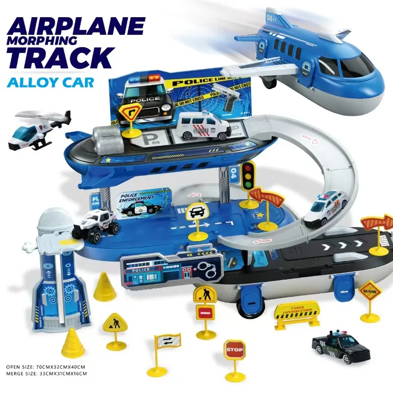 

Children play house manual DIY parking lot toy storage aircraft puzzle police car fire truck engineering vehicle
