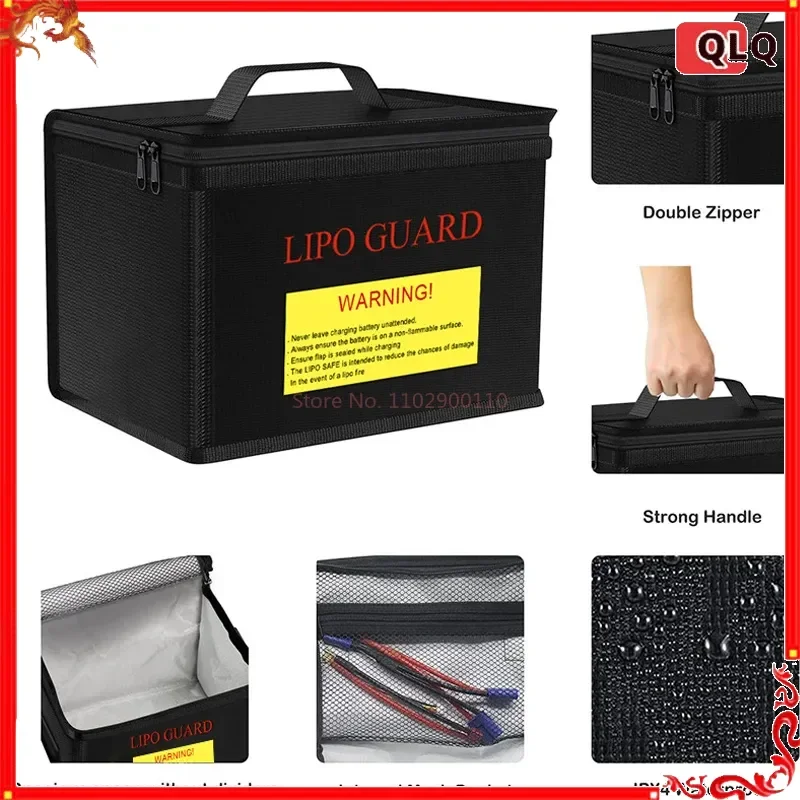 Lipo-Akku-Schutztasche 215*145*165mm Feuerfeste Explosionsgeschützte Tasche RC Lipo-Akku-Schutz Tragbare Aufbewahrungstasche