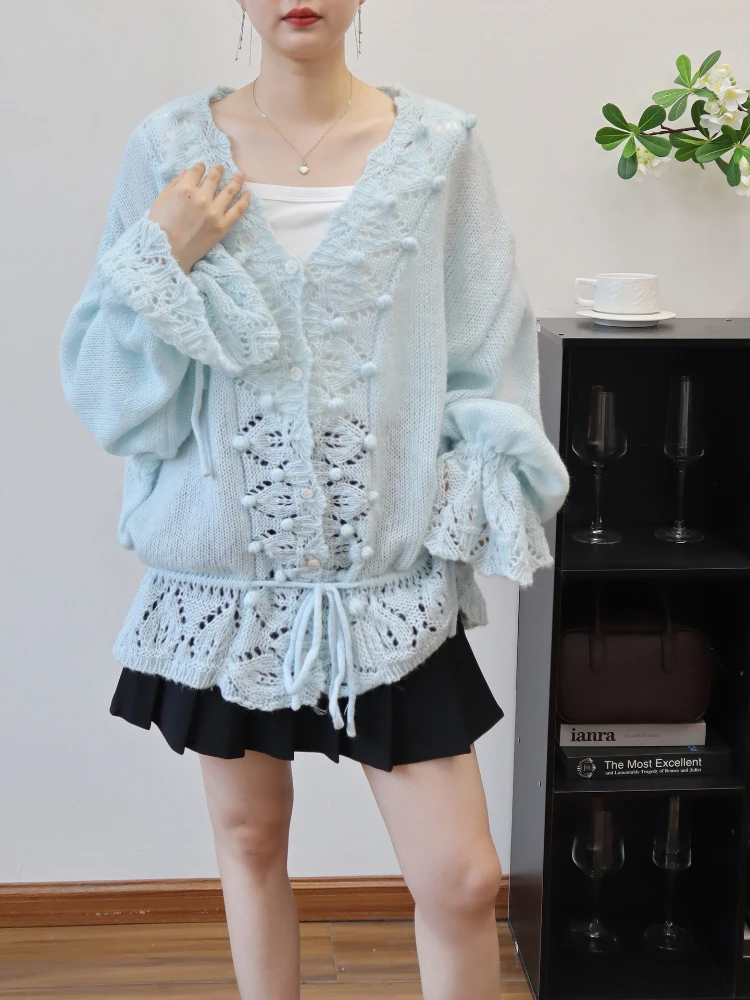 Vrouwen Zachte Hol Uitlopende Truien Losse Vest Tops Voor Herfst Winter 2025, Y2k Fashion Casual Gebreide Trui Pull Femme