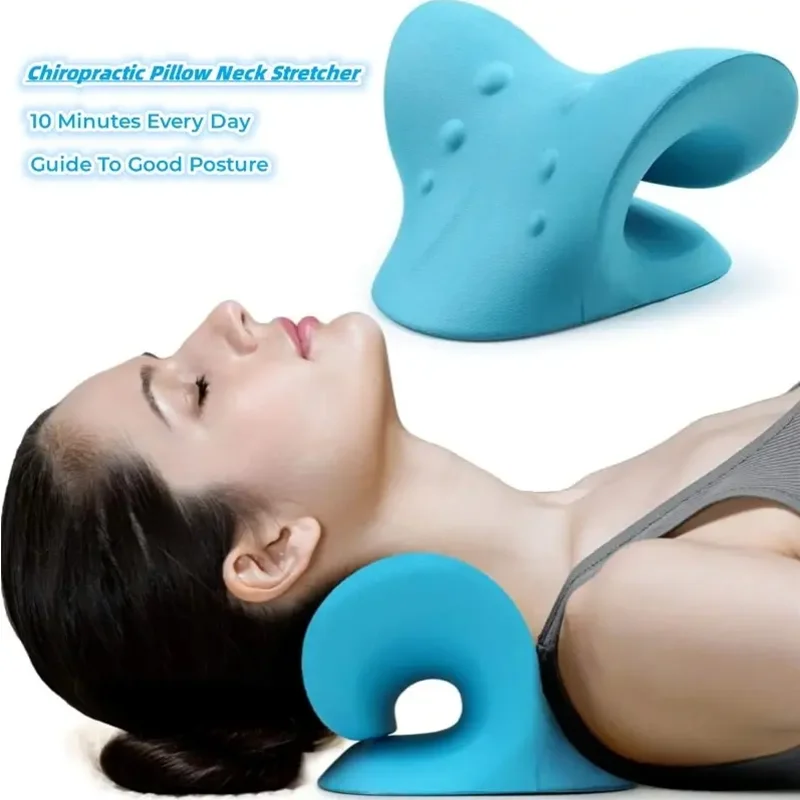 Neck Massage Pillow Neck Shoulder Cervical Chiropractic Traction Device Massage Pillow for Pain Relief  Spine Correction