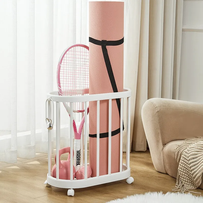 

ININ Yoga Mat Storage Basket with Wheels Mobile Fitn Equipment Organizer Home Decor Soft Furniture Matching Set