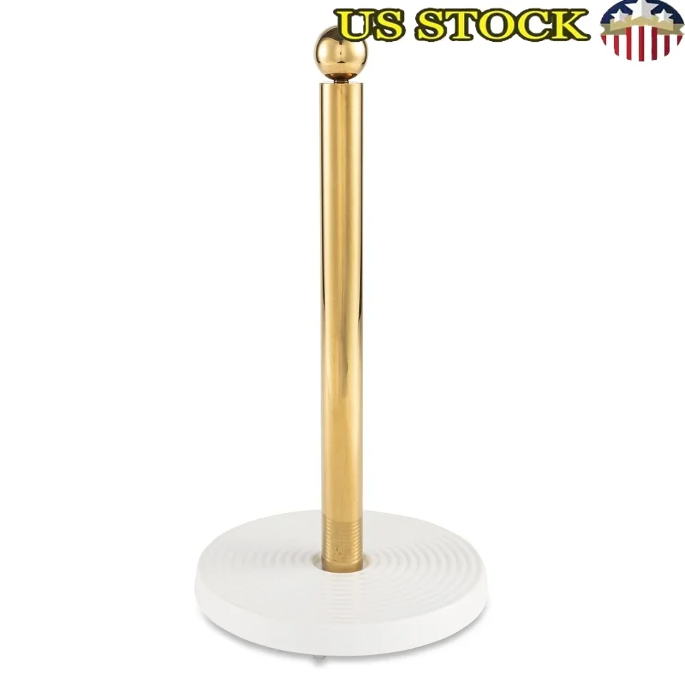 

Элегантный держатель для бумажных полотенец, ребристая керамическая основа, золотой центральный столб, кухонный органайзер, прочный дизайн, стильный аксессуар для столешницы