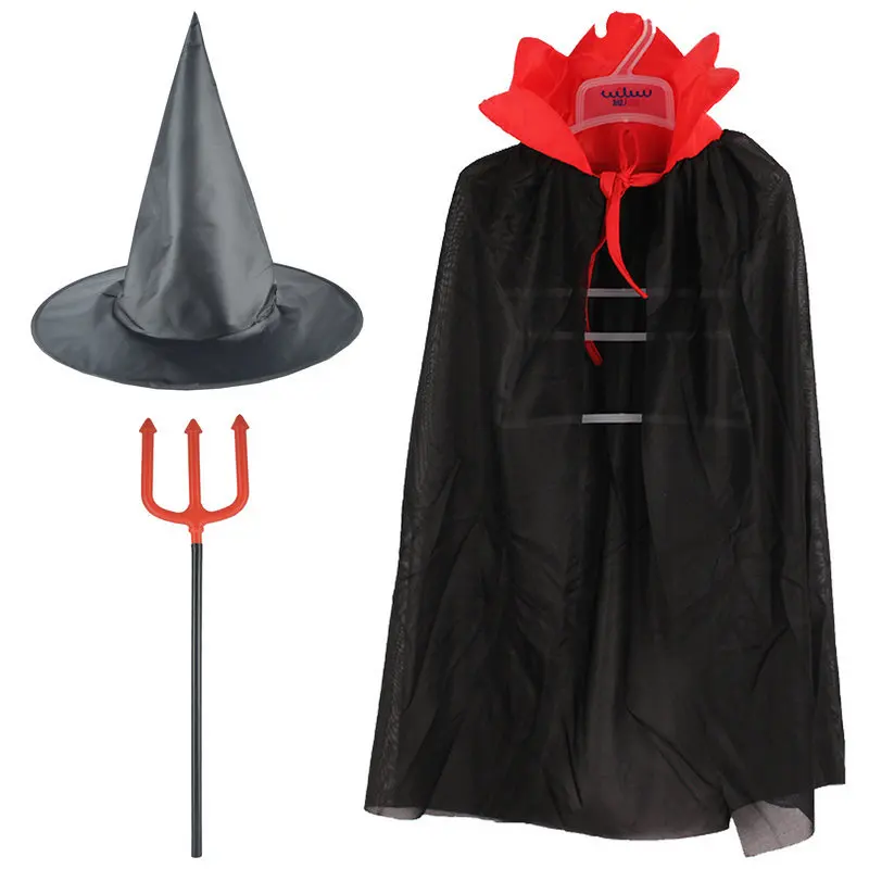 Children's Cape Hat Trident Prom Party Performance Children Witch Dress Up Halloween Christmas Props