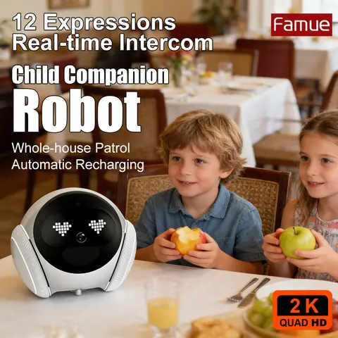 Robot inteligente Famue para el cuidado de niños con monitoreo de mascotas y compañero para personas mayores, Control por aplicación remota, llamada de voz bidireccional, detección de movimiento para