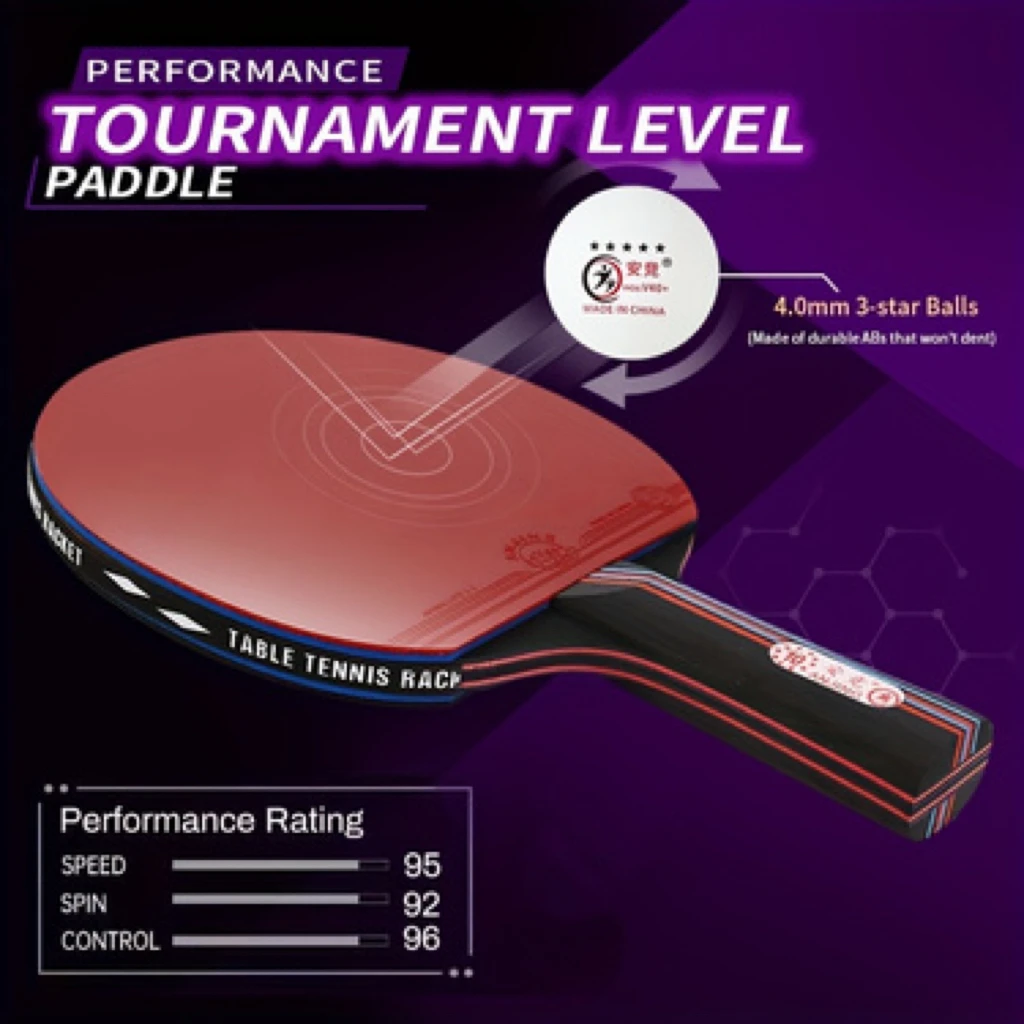 10 Star Dunson Table Tennis Racket 2P Professional Ping Pong Racket Set Rubber Hight Quality Blade Bat Table Tennis Paddle