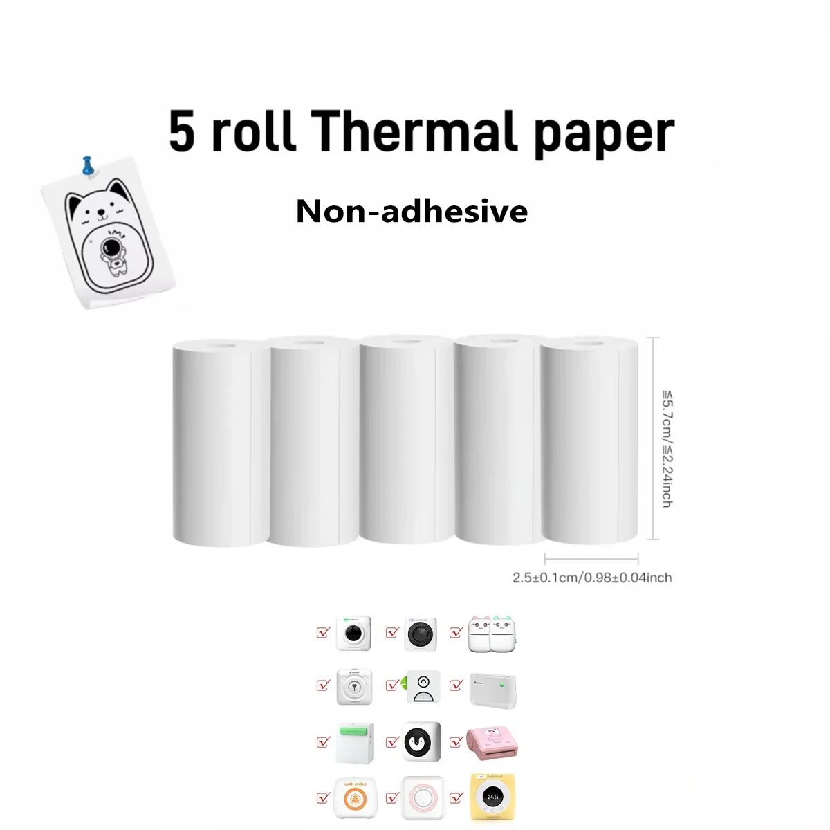 57x25mm Children's Camera Paper Refill Print Paper Film Coreless Thermal Printing Photo Picture For M02/T02 For Study Work Notes