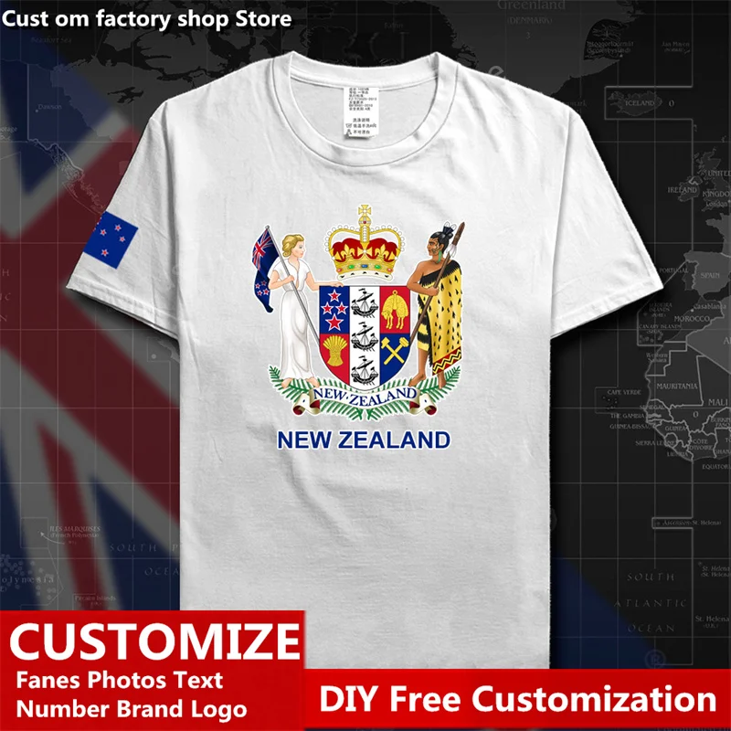 

New Zealand Country T shirt Custom Jersey Fans DIY Name Number LOGO Tshirt High Street Fashion Hip Hop Loose Casual T-shirt