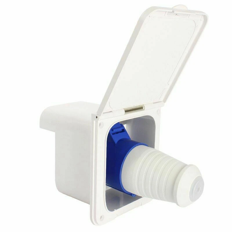 

NEW-RV Camper 32A White External Flush Hook Up Waterproof Plug Socket