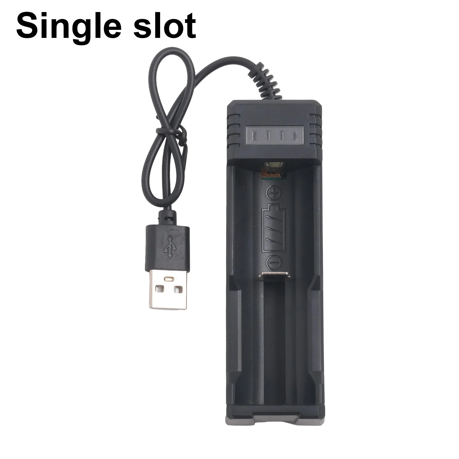 Компактное зарядное устройство USB для зарядки с двумя слотами для 14500 и других литий-ионных аккумуляторов с индикаторной подсветкой