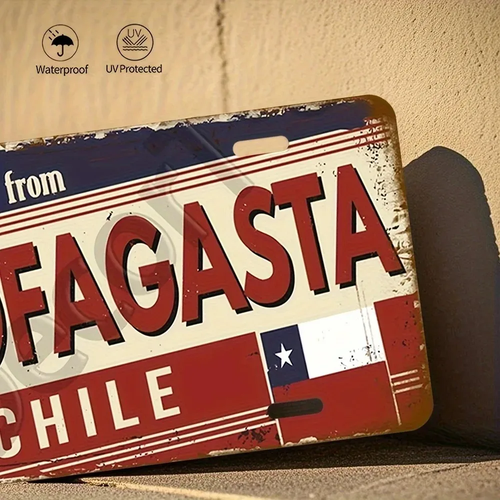 1pc Customizable 2D Flat Antofagasta Chile Metal Plaque 6x12in, Vintage Travel Wall Ornament for Home Garage (Decor Only)
