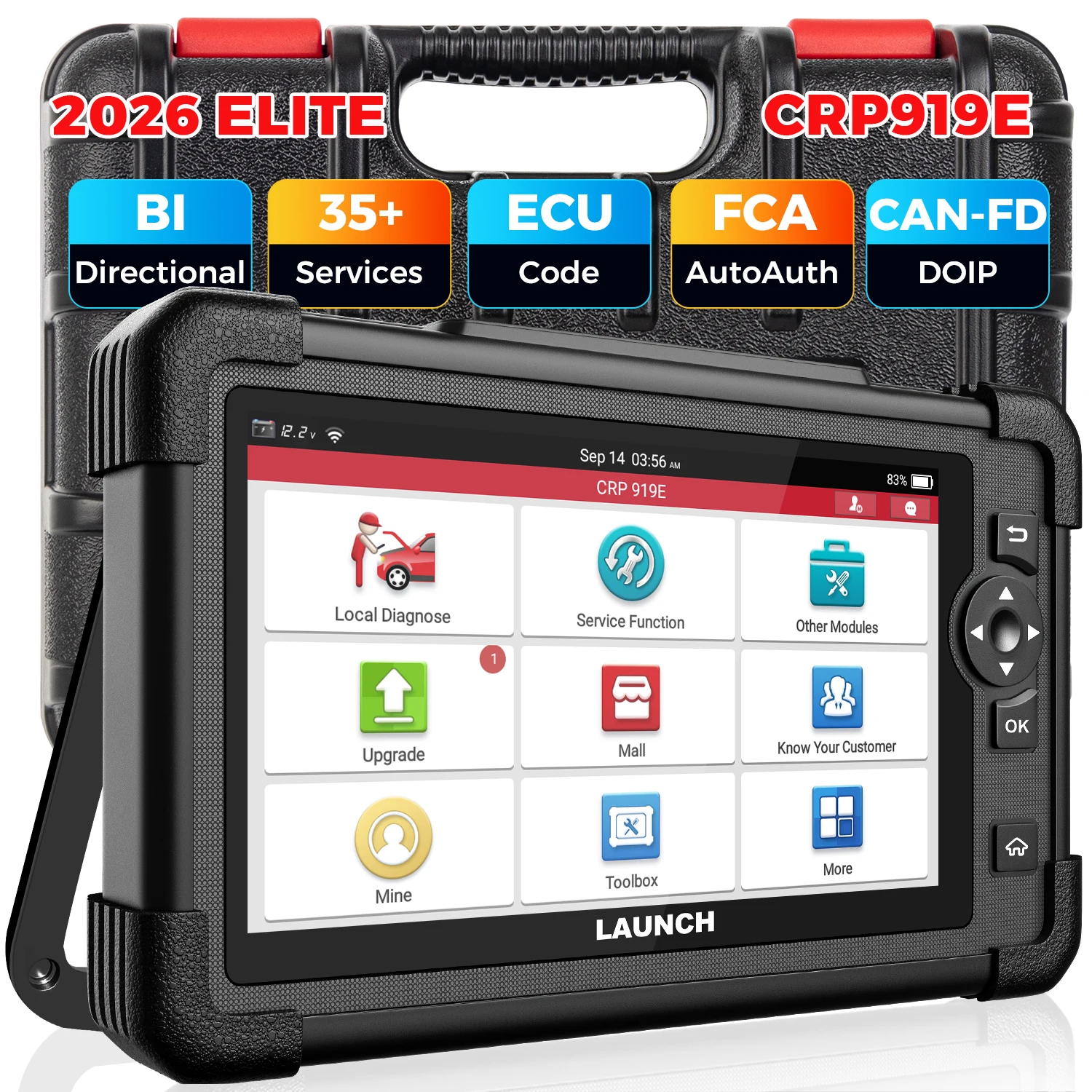 LAUNCH X431 CRP919E Car Diagnostic Tools OBD OBD2 Scanner Tpms CANFD DOIP Active Scan ECU Coding 31 Reset 2 Years Free Update