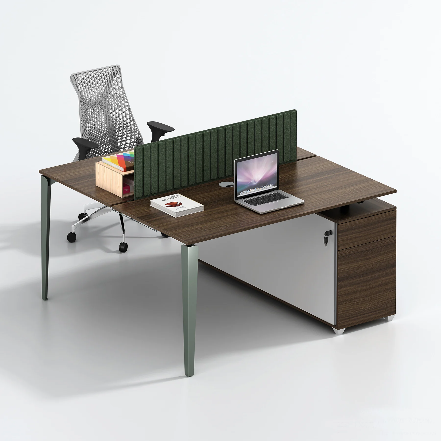 تصميم حديث وحدات أثاث المكاتب محطة عمل مكتب طاولة مكتب الموظفين بمقعدين