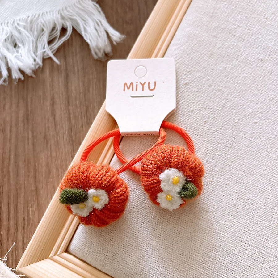 2025 Kawaii Woolen Knitted Scrunchies Children Girls Gift Elastic Hair Rubber Bands Accessories Tie Hair Rope Headdress Headwear