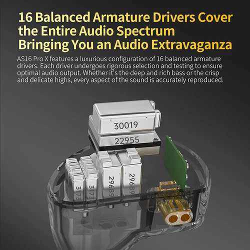 Imagen 2 del producto Auriculares intrauditivos KZ AS16 PRO X, 8 auriculares con armadura equilibrada, estructura de conducto acústico de tres canales, auriculares HiFi
