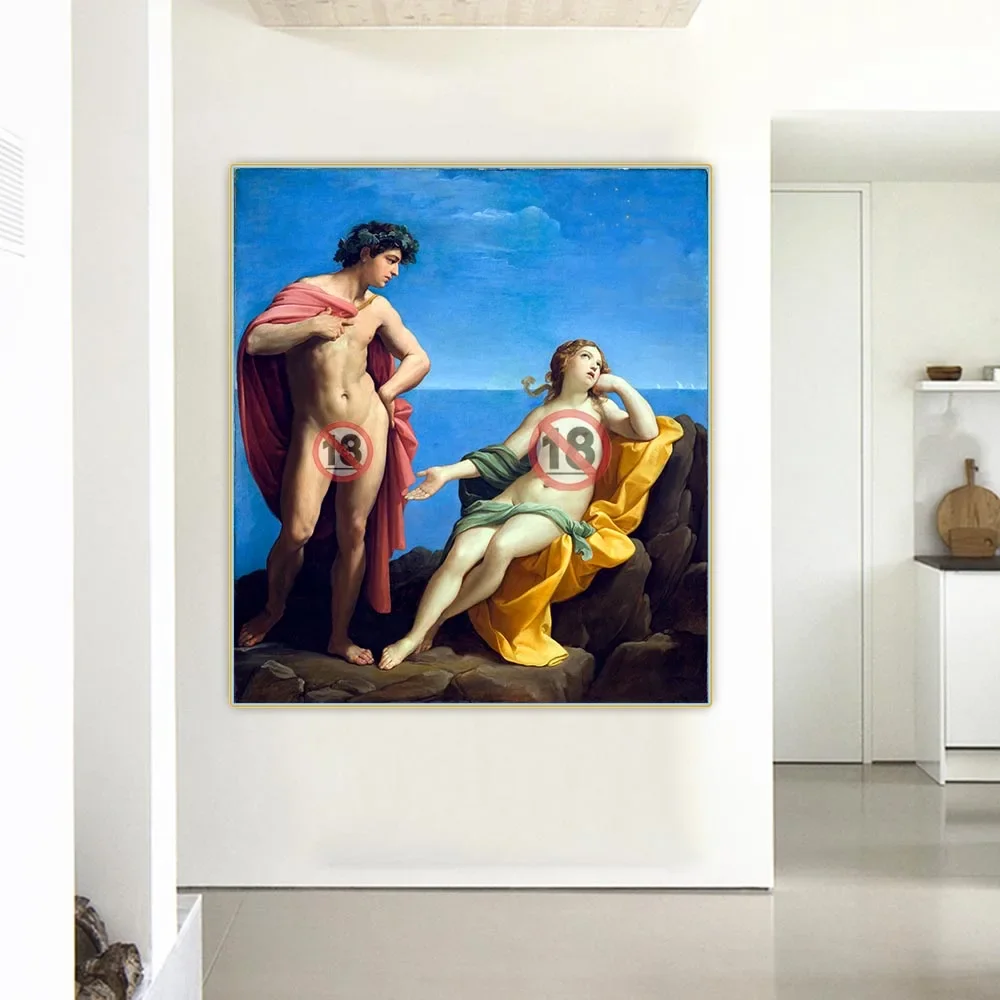 Guido Reni-bacchus y Ariadne lienzo pintura al óleo obra de arte estética imagen colgante de pared decoración decorativa decoración del hogar
