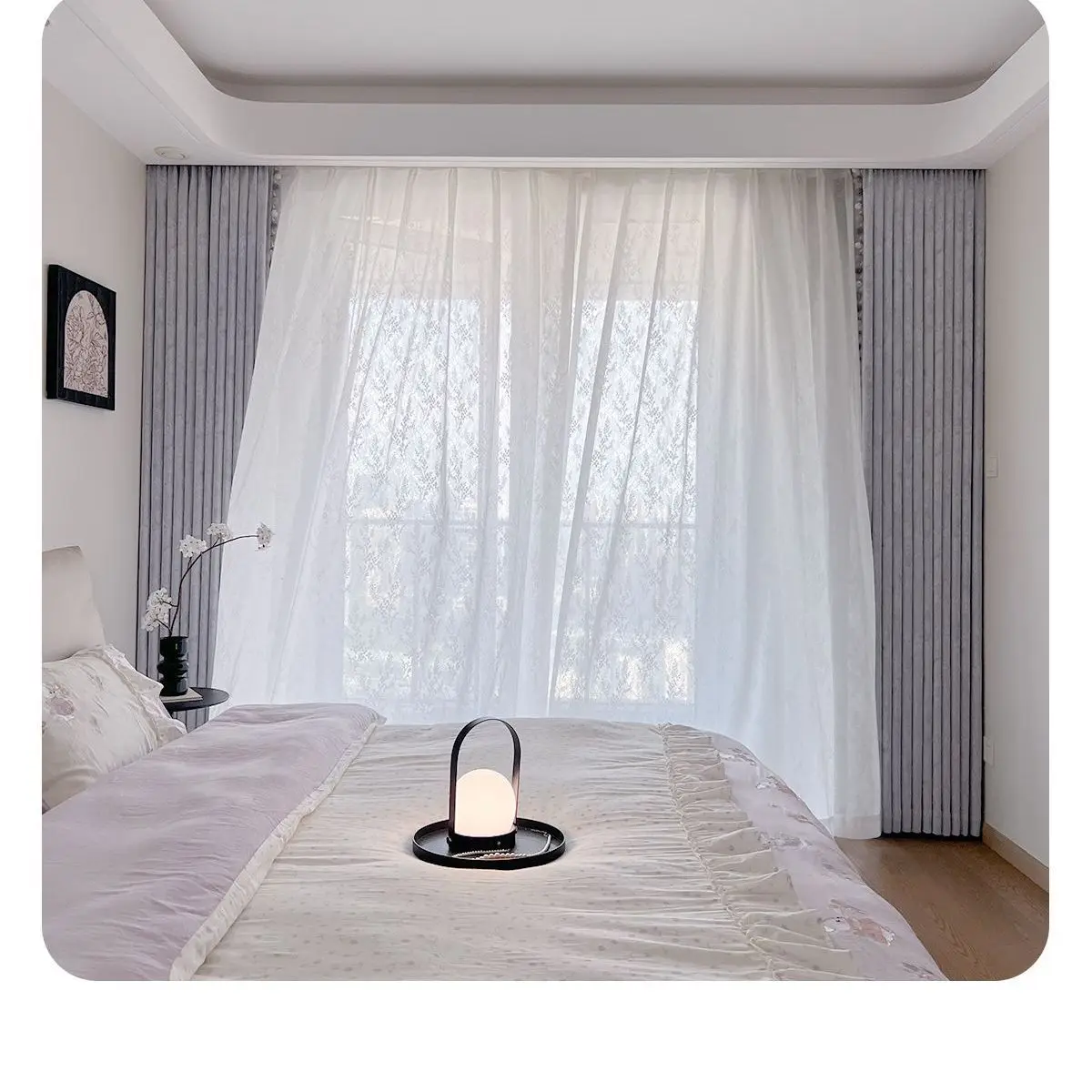 Cloud Purple Modern Full Blackout Curtain Living Room Decorative Drapes Hotel Decoration Soundproof Window Gauze Sunshade Cloth