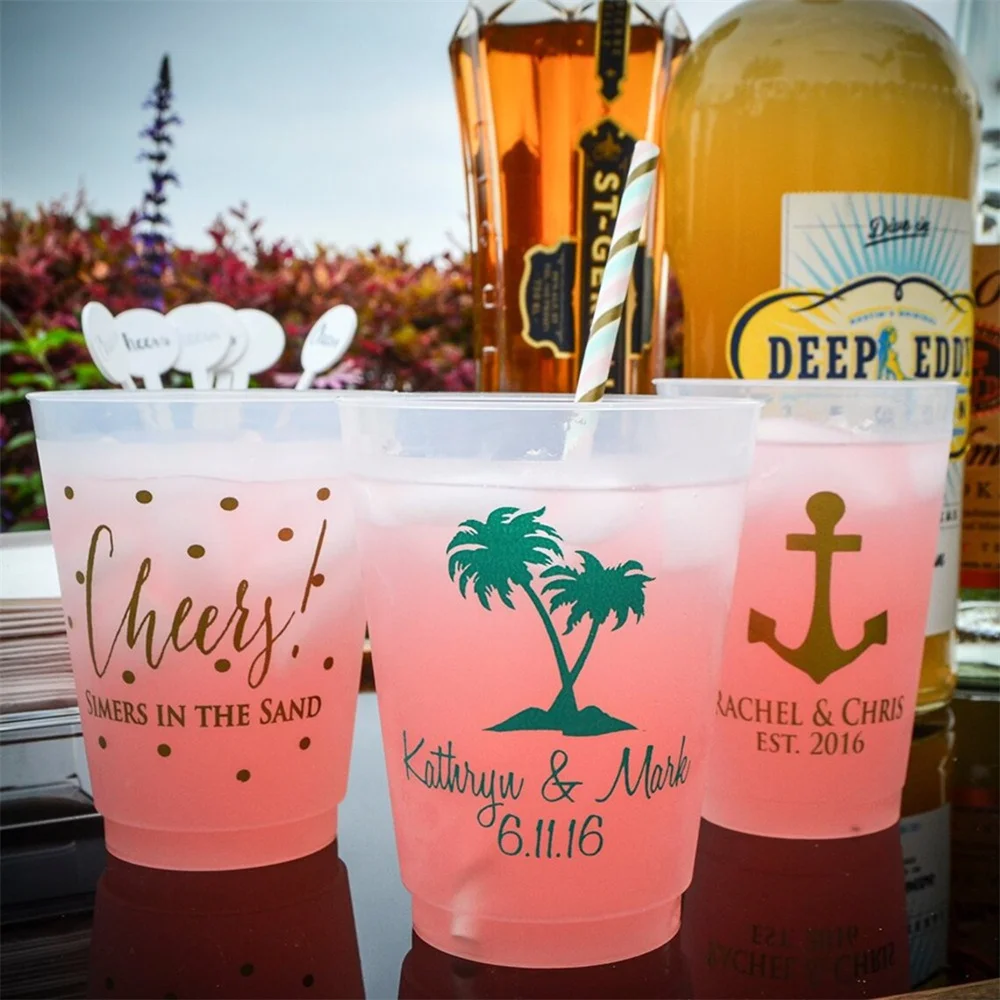 Customized Beach Themed Shatterproof Cups, Nautical Party Cups, Beach Wedding, Beach Bachelorette, Destination Wedding Favors, P