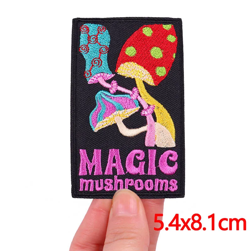 Cartoon/Teamcat Embroidery Patch On Clothes Moon Mushroom Patch DIY Iron On Patches For Clothing thermoadhesive Patches Stickers