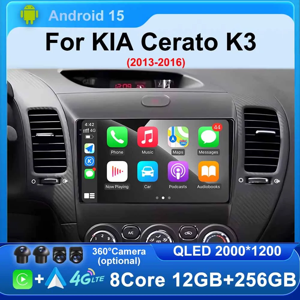 

Android Auto Wireless Carplay Car Radio Multimedia Player BT DSP Stereo Navigation GPS No DVD For KIA Cerato K3 2013 - 2016