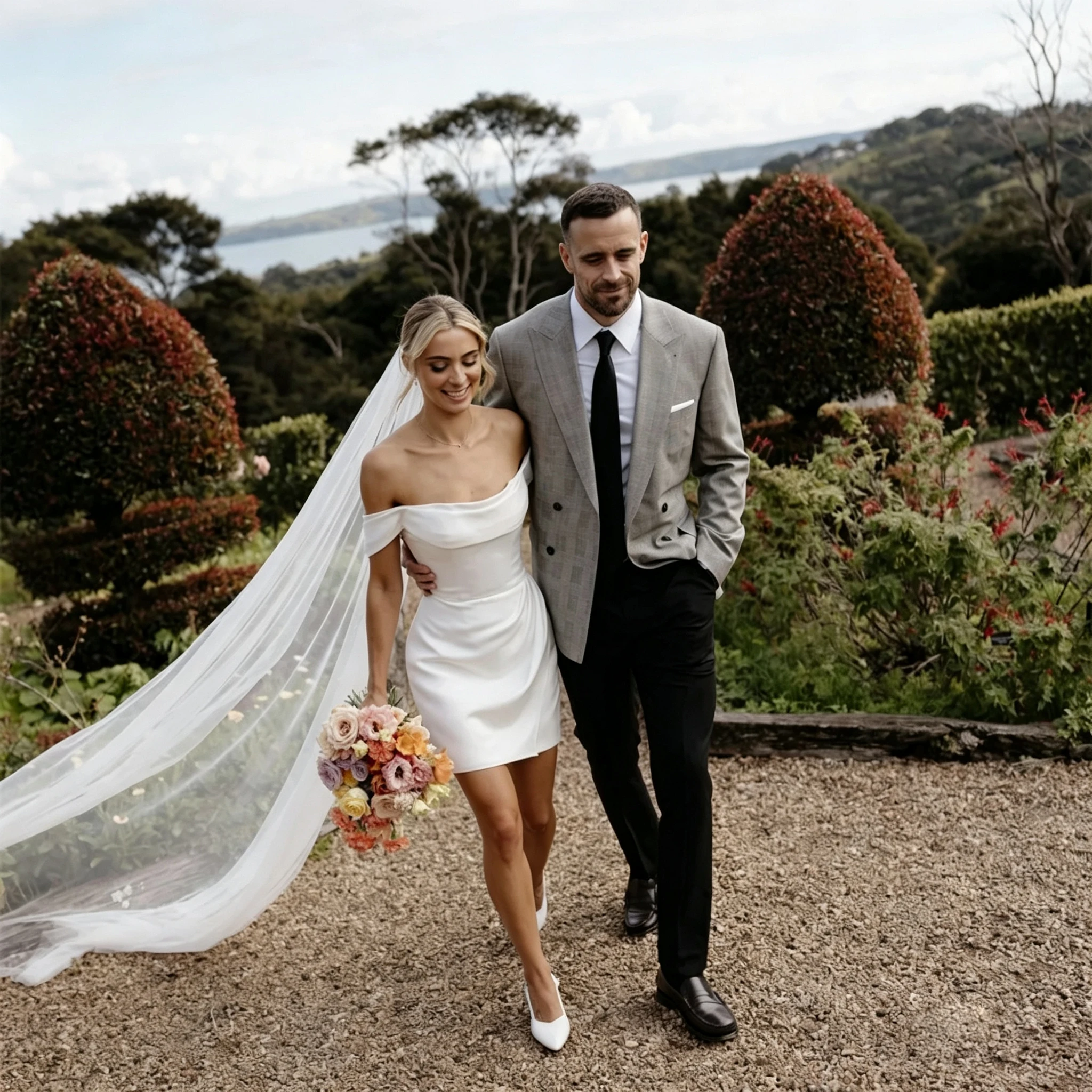 Schulterfreies, kurzes Satin-Hochzeitskleid mit Perlenknöpfen am Rücken, Mini-Brautkleid, schlichtes Standesamt-Hochzeitskleid, Vestido De Novia, individuelle Größe
