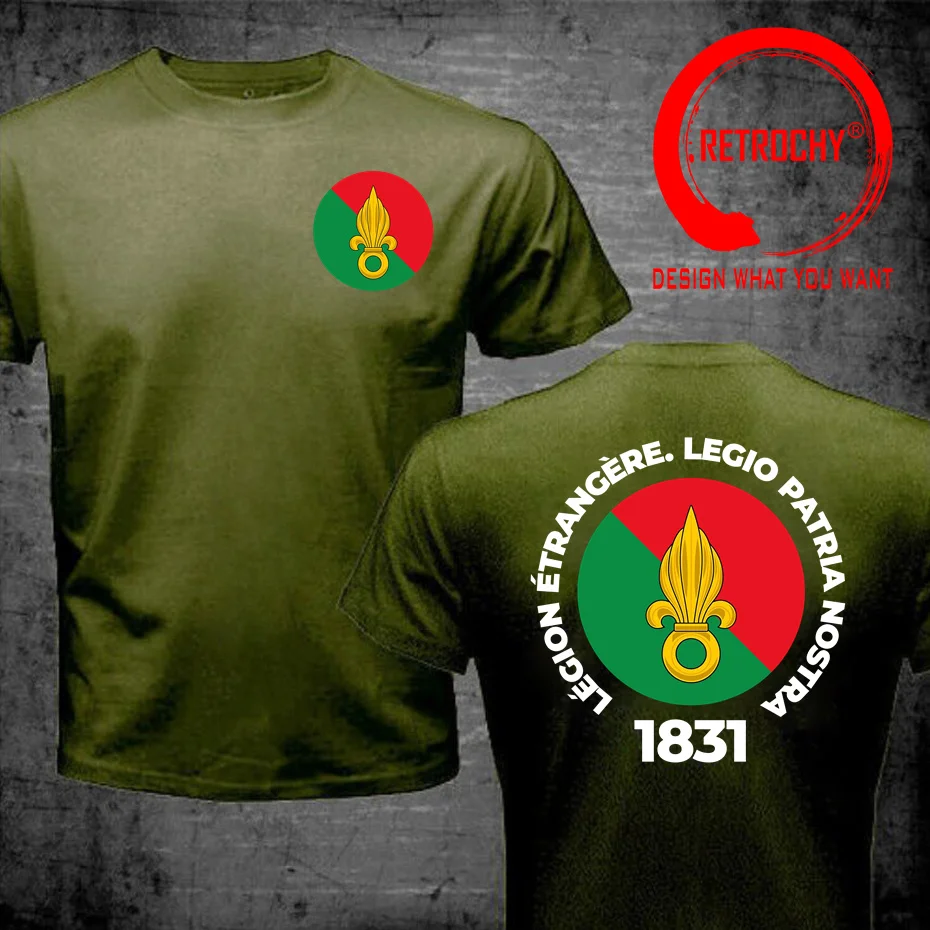 Front & Back Print Fashion French Foreign Legion Army Special Forces T-shirt France Military Green T Shirt Men Stylish Tee Shirt