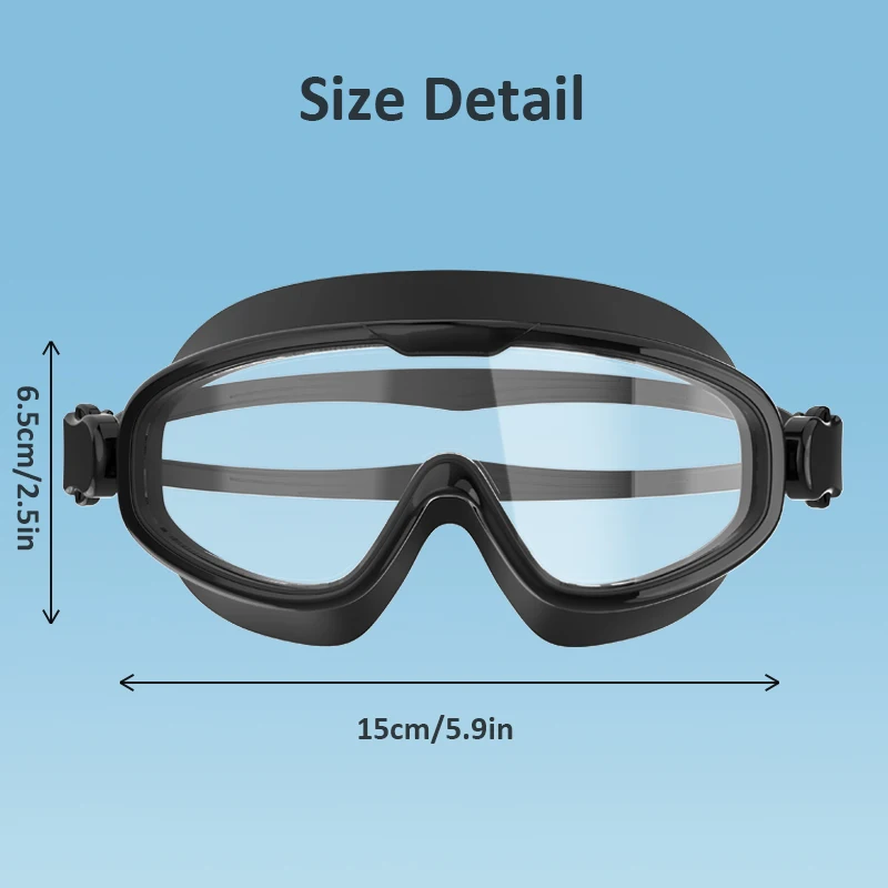 Big Frame Swimming Goggles, Anti Fog Swim Goggle for Men Women, Free-diving Mask, Silicone Waterproof Swim Glasses