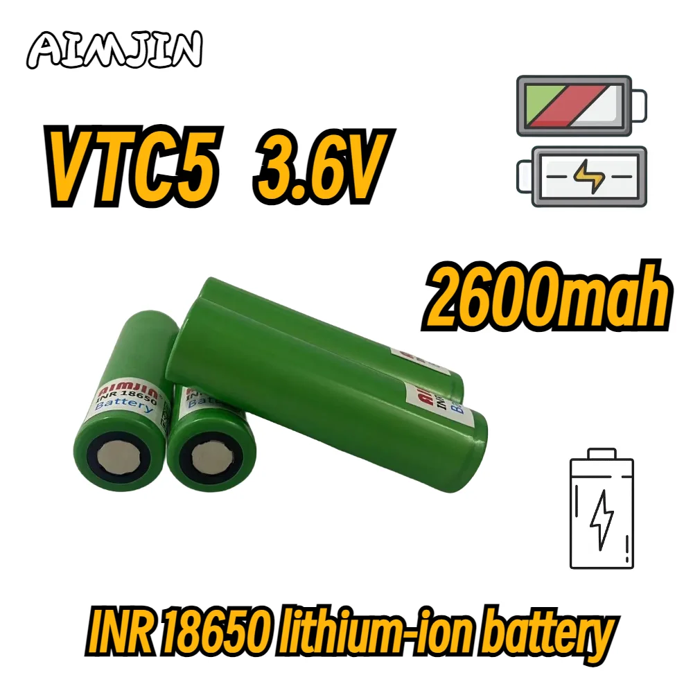 

3.6V VTC5A 18650 battery, lithium-ionbattery, large capacity 2600mAh, usedfor flashlight headlights, battery, toy carbattery