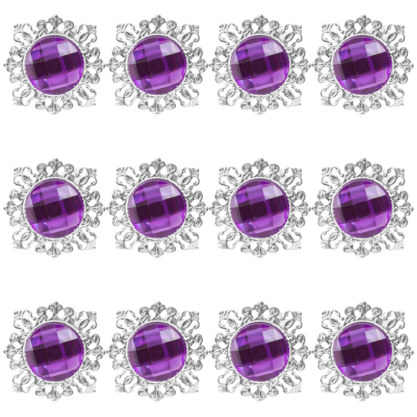 

12pcs Rings Elegant Purple Acrylic Iron Wedding Dinner Napkin Ring Banquet Dinner Decorations 5x5cm Table Settings