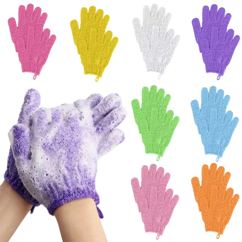 

1-4Pair Five Fingers Bath Gloves Household Shower Scrub Body Wash Children Home Supply Elastic Wipe Back Bathing Cleaning Gloves