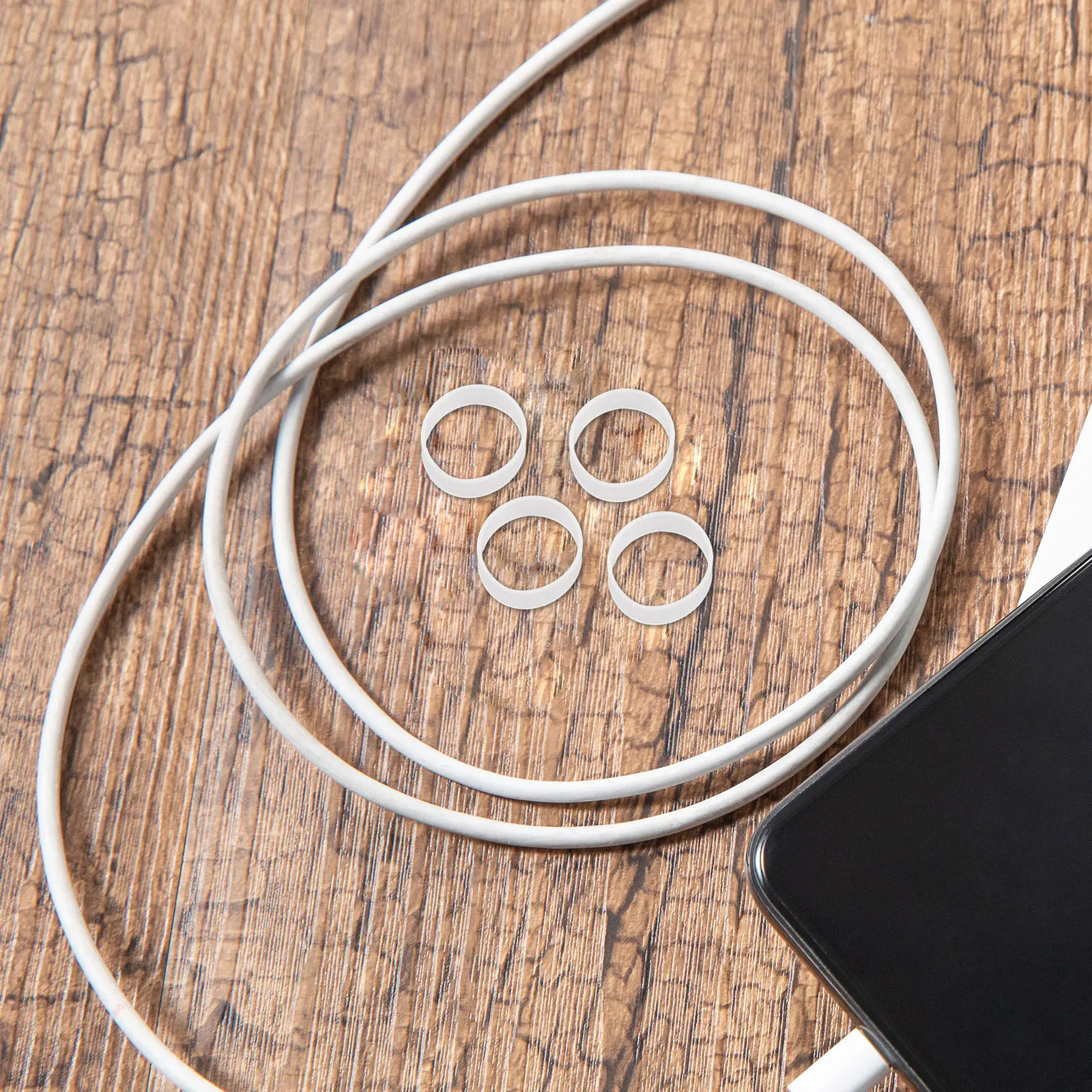 500Pcs Silicone Cable Ties Premium Reusable Elastic Coil Rings for USB Cables Wires Charging Cords Home Office Travel