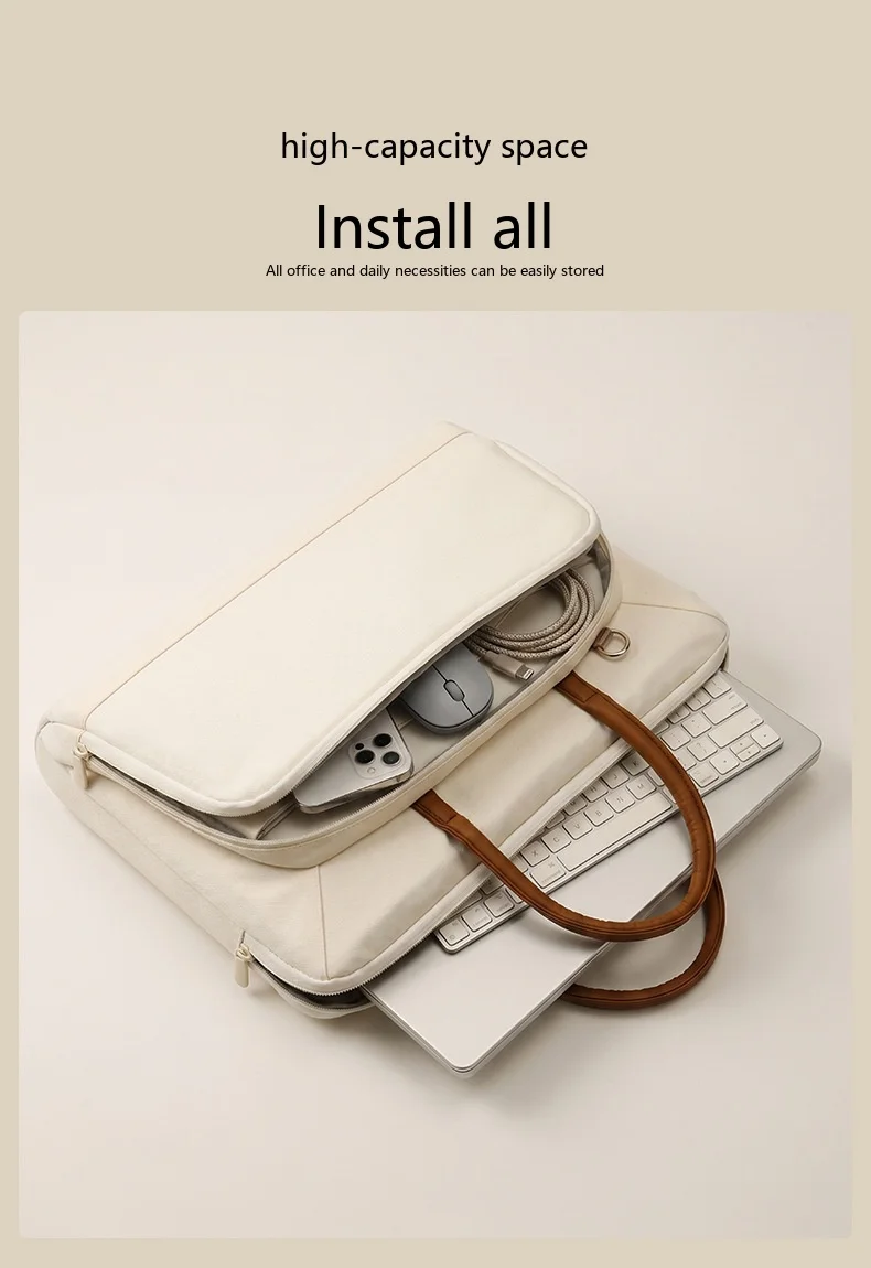 Vielseitige Laptop-Handtasche 14-16 Zoll Oxford-Stoff Aktentasche mit Schultergurt für Reisen – Detail 3