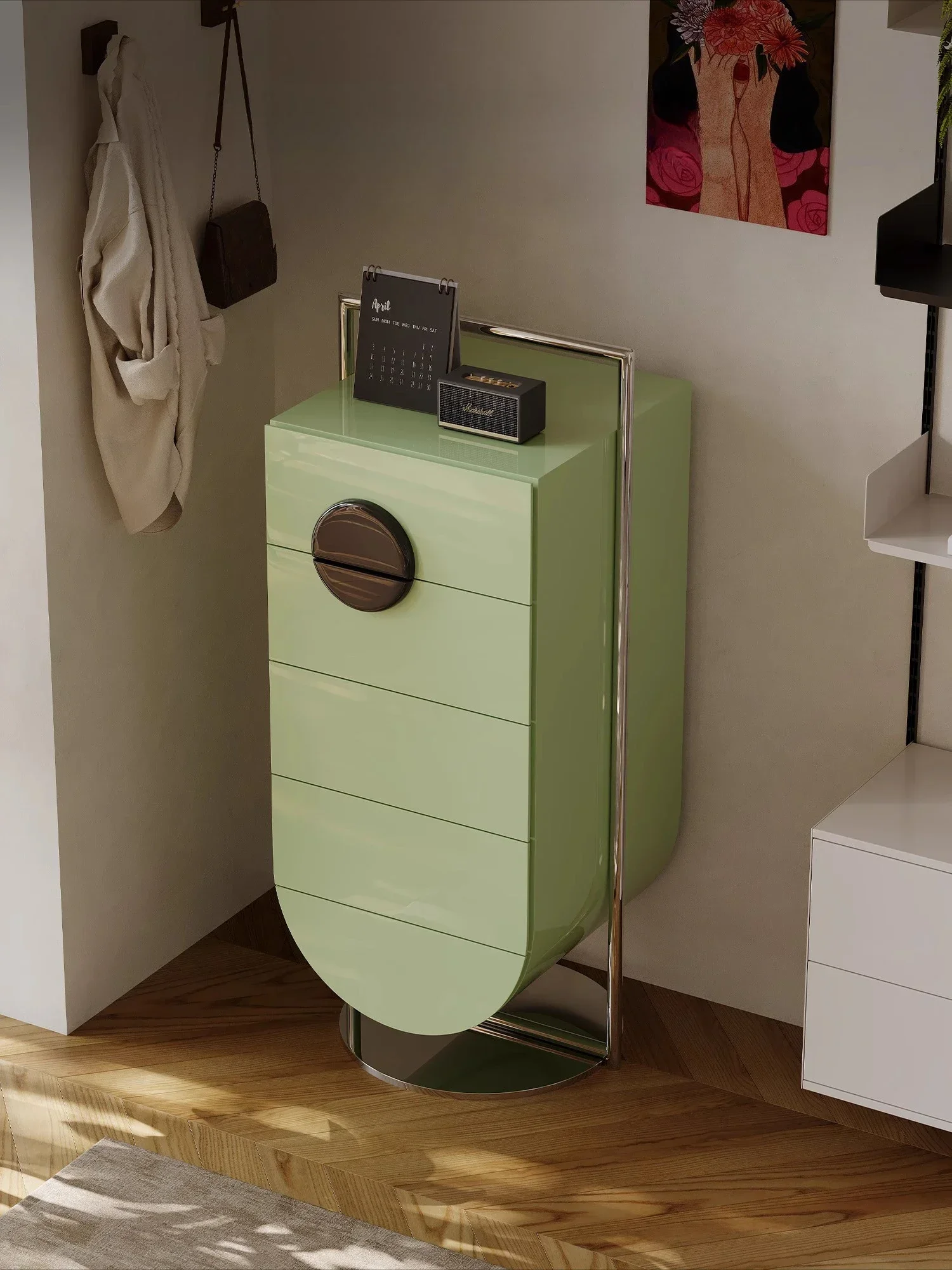 chest of drawers high-light paint light luxury Bauhaus Italian living room bedroom storage cabinet bedside table