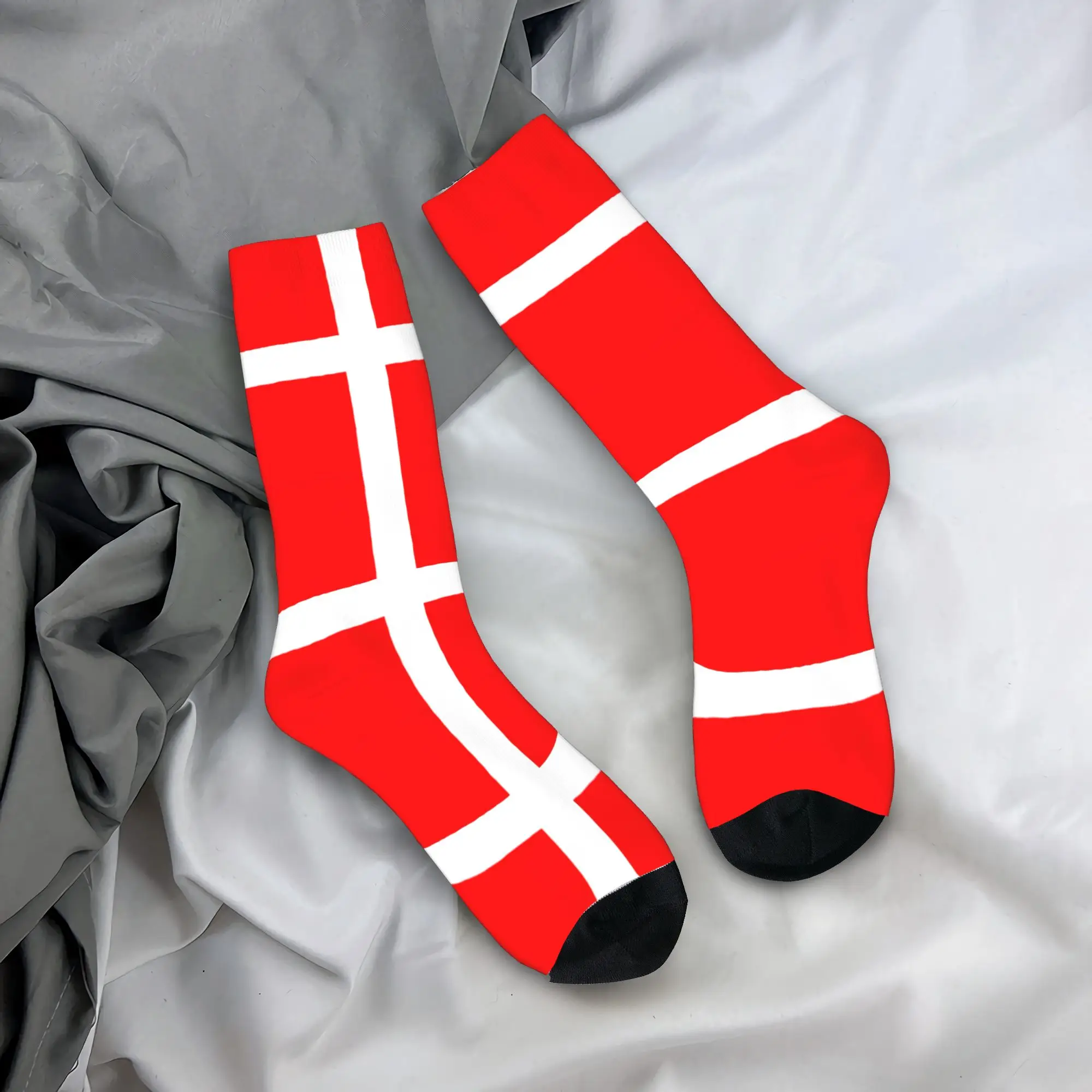 

Flag of Denmark Socks Fashion Stockings Winter Anti Skid Women Men Socks Medium Soft Pattern Outdoor Sports Socks