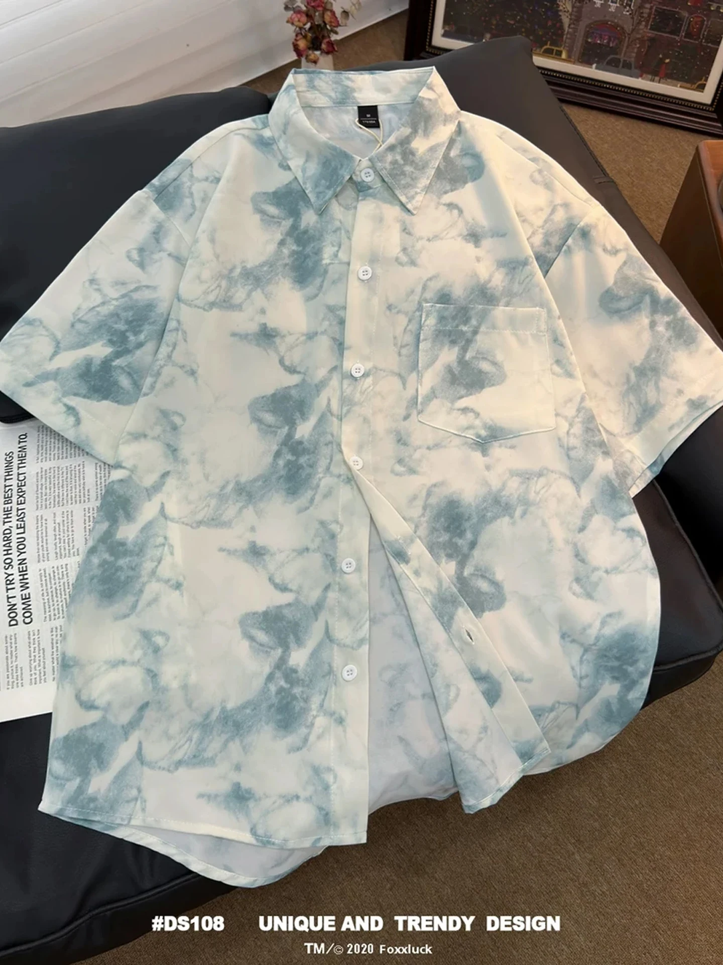 

Ice Silk Flower Short Sleeve Casual Shirt Men's Summer Thin Cool Feeling Hawaiian Style High End Half Sleeve Shirt Loose Fit