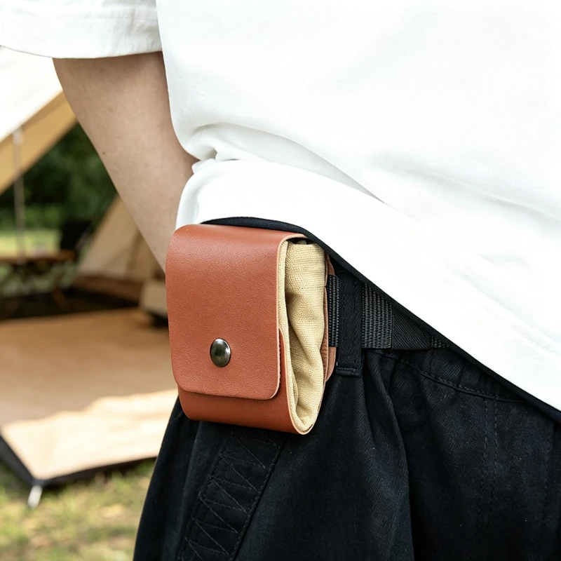 Outdoor Waist‑Hung Foraging Pouch Foldable Canvas Harvest Bag Drawstring Tool Storage Waist Bag for Fruit Picking Gardening
