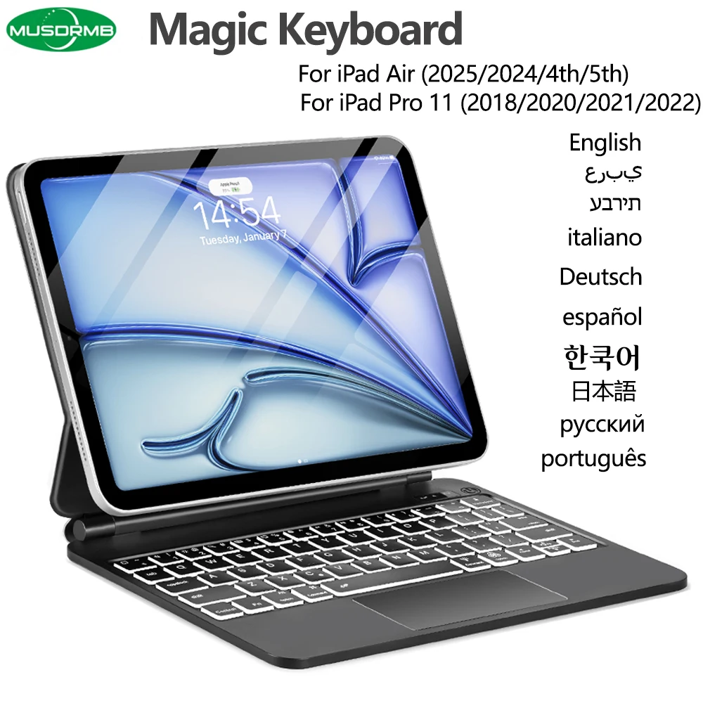 

Magic Keyboard for iPad Air 11( M3 2025/M2 2024) 5th 6th Gen 10.9 Case Keyboard for iPad Pro 11 (2018/2020/2021/2022) Cover