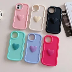 3D Cute Love Heart Wave Silicone Case For Samsung Galaxy F34 F14 F13 F55 F41 M14 M15 M31 M13 M21s M55 Back Cover