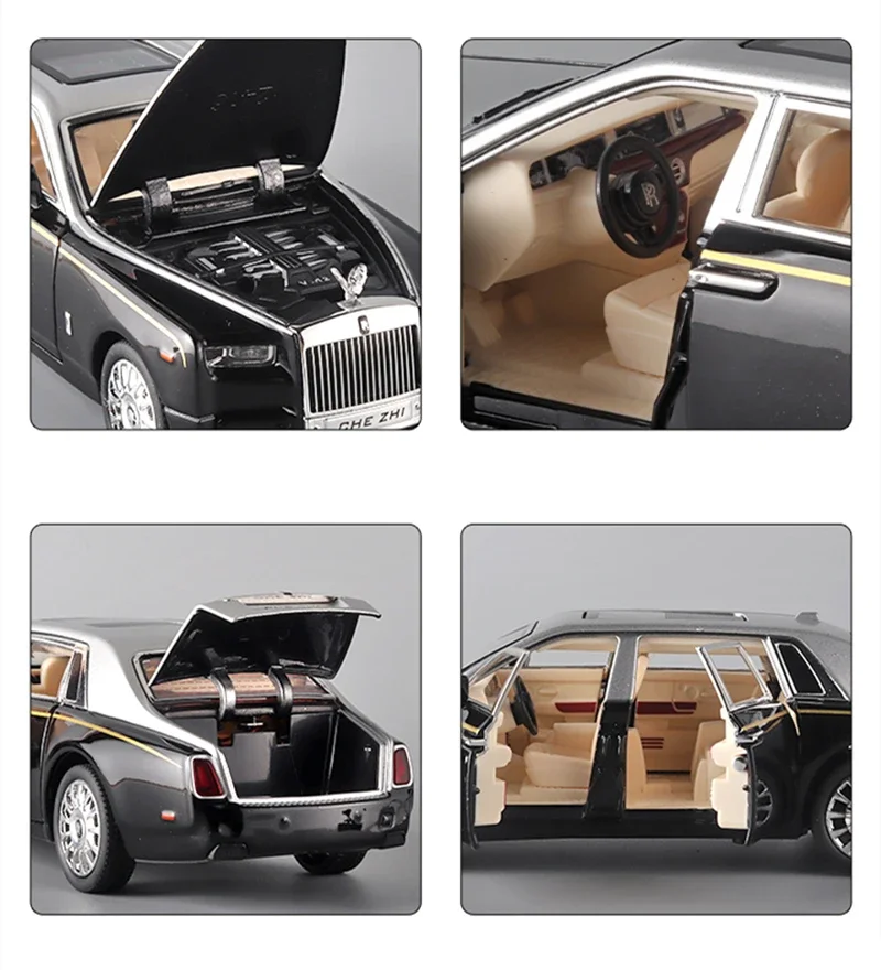 1:24 Rolls Royce Phantom Alloy Luxy Car Model Diecast Metal Toy Vehicles Car Model With Star Top Sound And Light Childrens Gifts