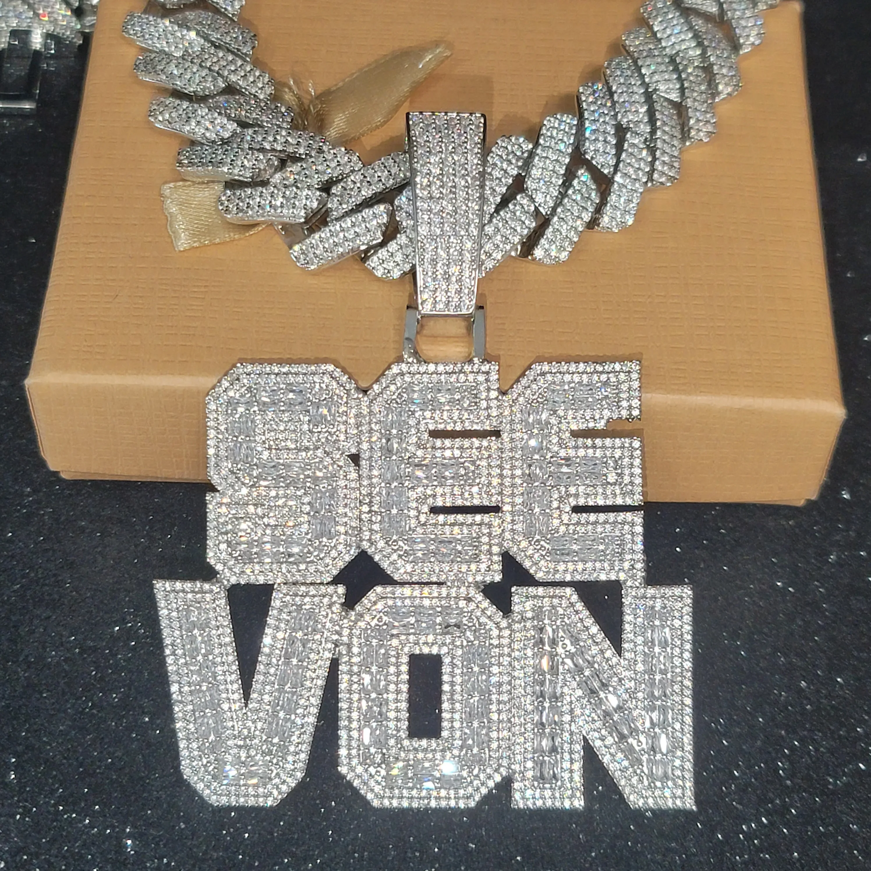 Customized Initial Pendant For Men Iced Out Double Row Stacked Any Letters&Numbers Chain Hip Hop 20MM Miami Cuban Chains