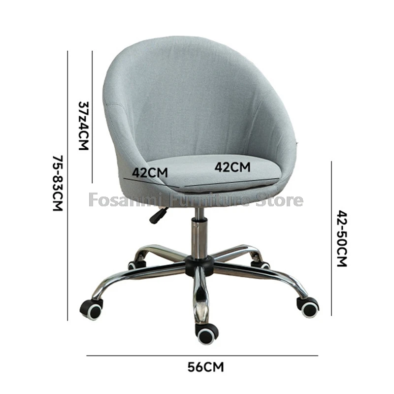 Chaises de bureau minimalistes en tissu de lin, hauteur réglable, chaise de vanité pivotante confortable pour la maison, chaise d'ordinateur de bureau avec siège incurvé