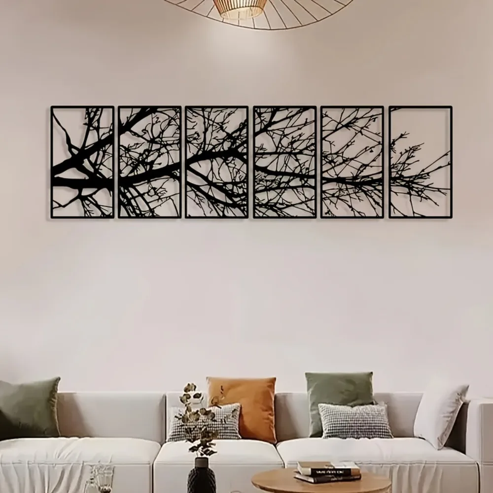 CIFBUY Metal Wall Art Elegant 2D Metal Tree Sculpture Indoor Outdoor Weather Resistant Hanging Decor Display