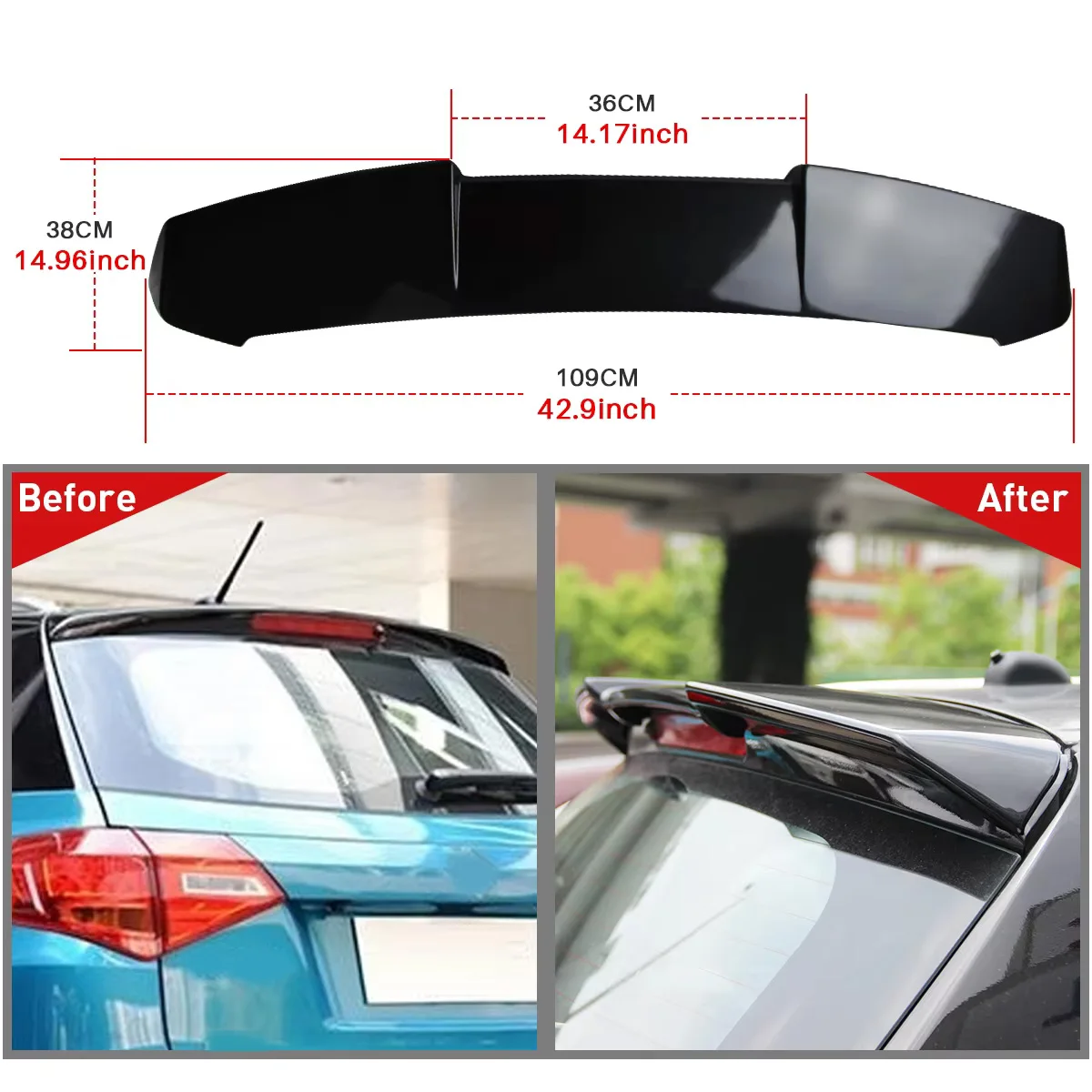 For Suzuki Vitara Rear Spoiler Tail Wing ABS Gloss Black Auto Rear Trunk Roof Refit Car Exterior Accessories 2020 2019 2018 2017