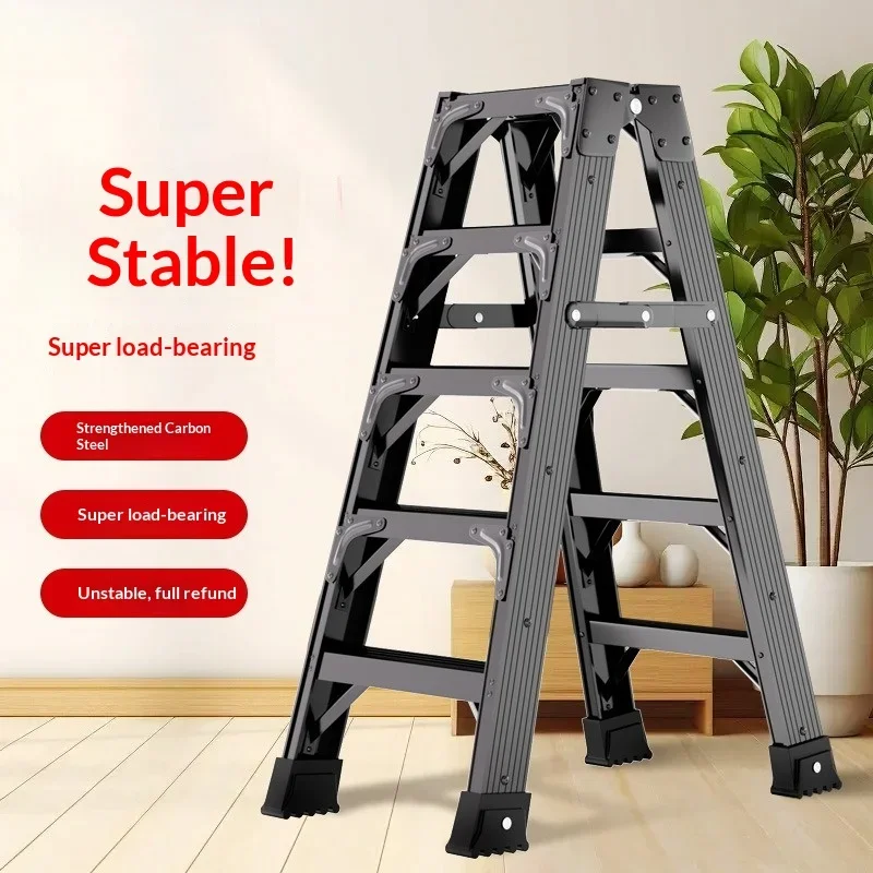 3 Step Folding Aluminum Staircase Heavy Duty Portable Stepladder - Kitchen Home Anti-Slip Stable Reinforced Folding Ladder