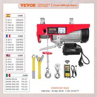 VEVOR 400-1000kg Electric Hoist Lifting Crane Cable Hoist Winch for Boat Car Garage Elevator with Wired Remote Control Lifter