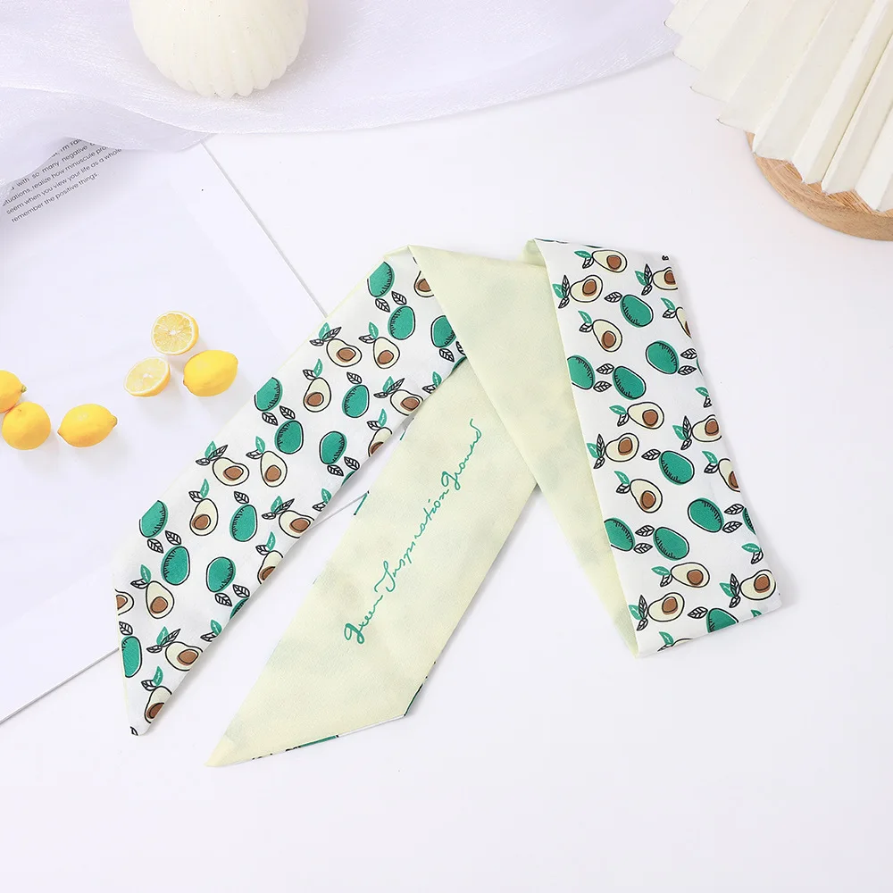 Fresh Fruit Mini Scarf Slim Hair Band Cute for Women, Vintage Bohemian Silk Scarf Wrap, Neck Head Daily Travel Gift Trendy