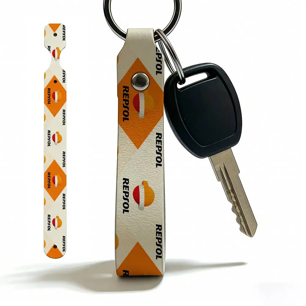 For Repsol PU Leather Motorcycle Keychain Universal Motorbike Key Ring Holder For Riders Men Gift